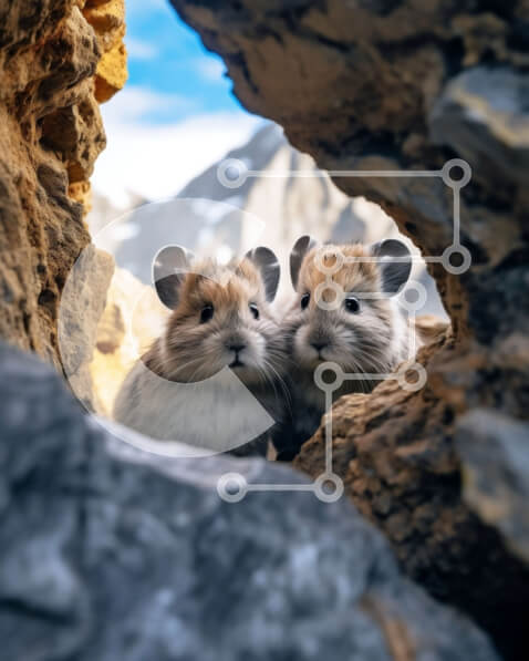 Intra Συλλεκτικό Ξύλινο Παζλ Plywood  4mm - Αξιολάτρευτη εικόνα δύο μικρών ζώων σε ορεινό έδαφος Σε Ξύλινο Κουτί - Διαστάσεις: 10x10 cm – 25 κομμάτια