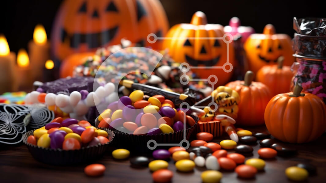 Σετ των 2 Intra Συλλεκτικό Ξύλινο Παζλ Plywood  4mm - Ποικιλία καραμέλες και γλυκά σε ένα τραπέζι Σε Ξύλινο Κουτί - Διαστάσεις: 10x10 cm – 25 κομμάτια