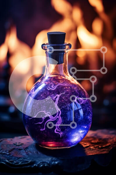 Intra Συλλεκτικό Ξύλινο Παζλ Plywood  4mm - Μωβ Υγρό σε Γυάλινο Μπουκάλι με Φελλό σε Ξύλινη Επιφάνεια Σε Ξύλινο Κουτί - Διαστάσεις: 10x10 cm – 25 κομμάτια