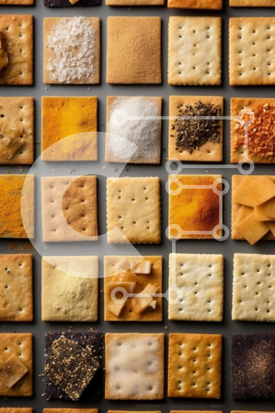 Σετ των 2 Intra Συλλεκτικό Ξύλινο Παζλ Plywood  4mm - Ποικιλία κράκερ με τυρί, βότανα και μπαχαρικά σε σκούρο φόντο Σε Ξύλινο Κουτί - Διαστάσεις: 10x10 cm – 25 κομμάτια