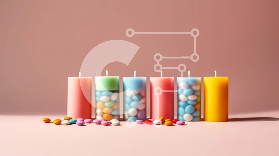 Intra Συλλεκτικό Ξύλινο Παζλ Plywood  4mm - Ζωντανή φωτογραφία κεριών σε σειρά σε ροζ φόντο Σε Ξύλινο Κουτί - Διαστάσεις: 10x10 cm – 25 κομμάτια