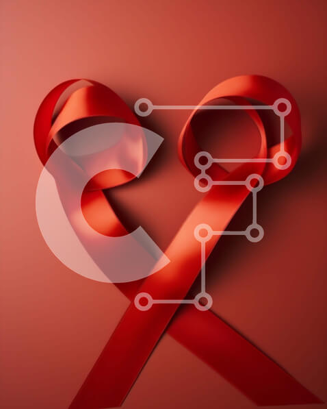 Intra Συλλεκτικό Ξύλινο Παζλ Plywood  4mm - Πλεγμένες κόκκινες κορδέλες σε κόκκινο φόντο Σε Ξύλινο Κουτί - Διαστάσεις Puzzle: 10x10 cm – 25 κομμάτια