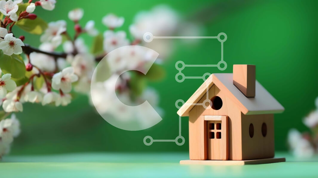 Intra Συλλεκτικό Ξύλινο Παζλ Plywood  4mm - Μοντέλο μικρού σπιτιού με λευκά ανθισμένα δέντρα Σε Ξύλινο Κουτί - Διαστάσεις: 10x10 cm – 25 κομμάτια