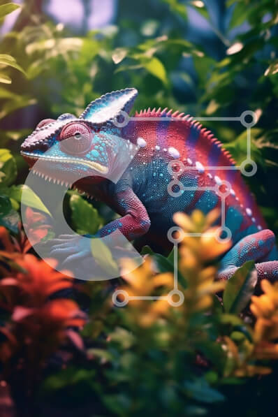 Σετ των 2 Intra Συλλεκτικό Ξύλινο Παζλ Plywood  4mm - Όμορφη εικόνα ενός πολύχρωμου χαμαιλέοντα στο φυσικό του περιβάλλον Σε Ξύλινο Κουτί - Διαστάσεις: 10x10 cm – 25 κομμάτια