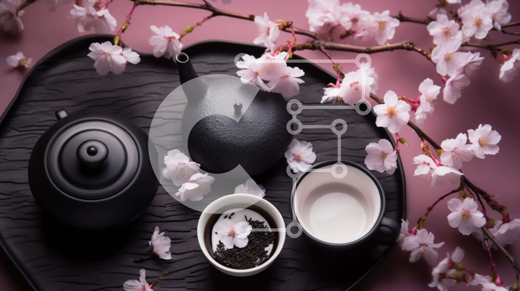 Intra Συλλεκτικό Ξύλινο Παζλ Plywood  4mm - Τσαγιέρα και φλιτζάνια με ροζ άνθη στο φόντο Σε Ξύλινο Κουτί - Διαστάσεις: 10x10 cm – 25 κομμάτια