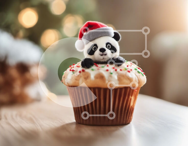 Σετ των 2 Intra Συλλεκτικό Ξύλινο Παζλ Plywood  4mm - Panda Cupcake σε διακοσμητικό ξύλινο τραπέζι Σε Ξύλινο Κουτί - Διαστάσεις: 10x10 cm – 25 κομμάτια