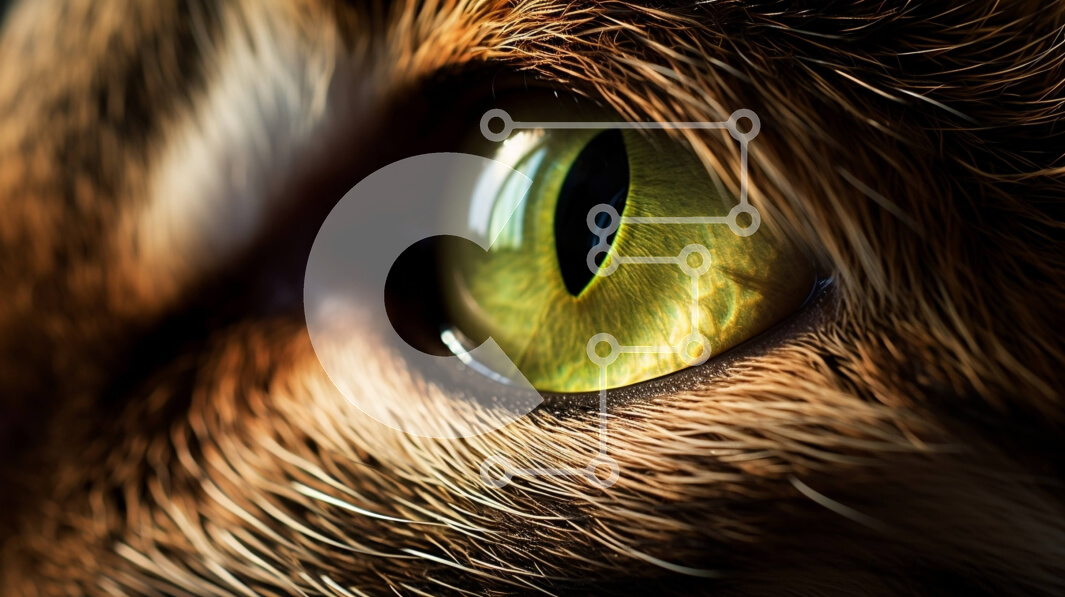 Σετ των 2 Intra Συλλεκτικό Ξύλινο Παζλ Plywood  4mm - Κοντινή εικόνα ενός καφέ ματιού γάτας με κίτρινη ίριδα και θαμνώδη μουστάκια Σε Ξύλινο Κουτί - Διαστάσεις: 10x10 cm – 25 κομμάτια