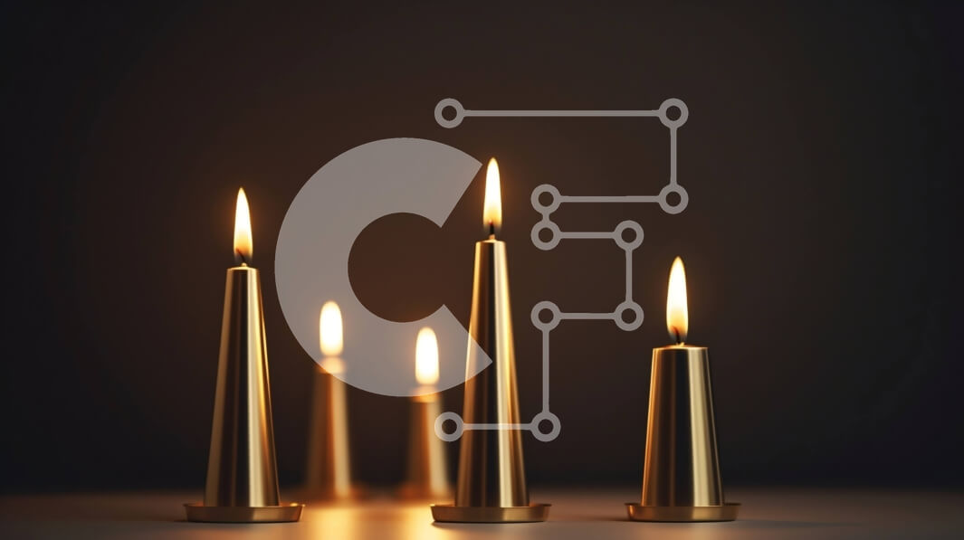 Intra Συλλεκτικό Ξύλινο Παζλ Plywood  4mm - Τρία χρυσά κεριά κώνων σε μαύρο φόντο Σε Ξύλινο Κουτί - Διαστάσεις Puzzle: 10x10 cm – 25 κομμάτια