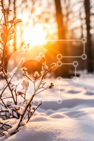 Σετ των 2 Intra Συλλεκτικό Ξύλινο Παζλ Plywood  4mm - Χειμερινή χώρα των θαυμάτων - Χιονισμένο δάσος με πορτοκαλί ηλιοβασίλεμα Σε Ξύλινο Κουτί - Διαστάσεις: 10x10 cm – 25 κομμάτια