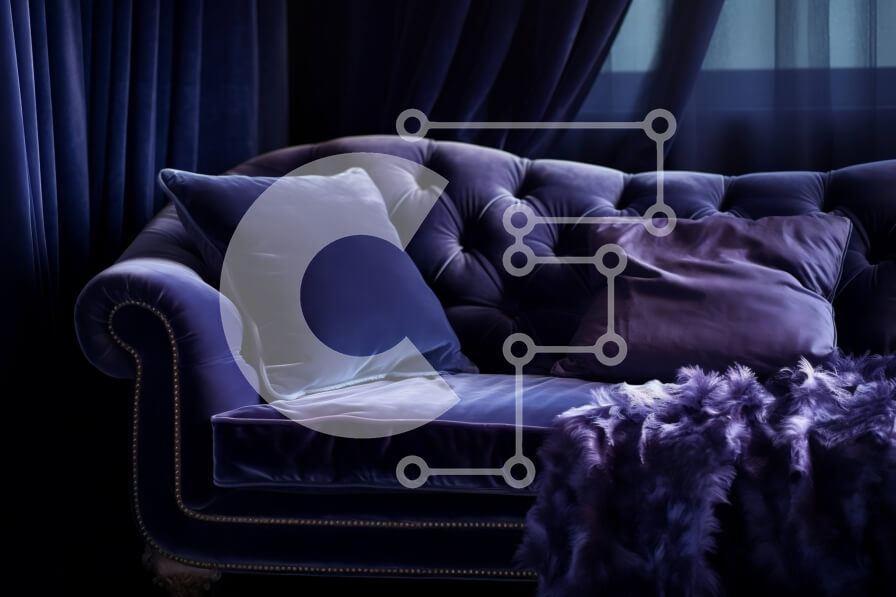 Intra Συλλεκτικό Ξύλινο Παζλ Plywood  4mm - Πολυτελές καθιστικό με μωβ βελούδινο καναπέ και χρυσές φούντες Σε Ξύλινο Κουτί - Διαστάσεις Puzzle: 10x10 cm – 25 κομμάτια