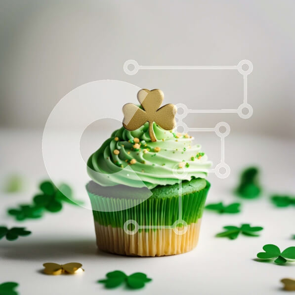 Σετ των 2 Intra Συλλεκτικό Ξύλινο Παζλ Plywood  4mm - Λαχταριστό πράσινο Cupcake με γιορτινή διακόσμηση τριφύλλι Σε Ξύλινο Κουτί - Διαστάσεις: 10x10 cm – 25 κομμάτια