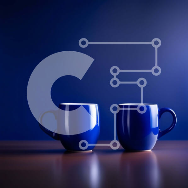 Intra Συλλεκτικό Ξύλινο Παζλ Plywood  4mm - Κομψές μπλε κούπες σε σκούρο μπλε φόντο Σε Ξύλινο Κουτί - Διαστάσεις Puzzle: 10x10 cm – 25 κομμάτια