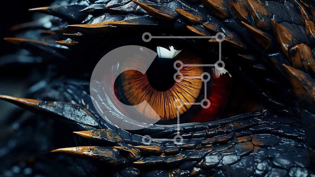 Σετ των 2 Intra Συλλεκτικό Ξύλινο Παζλ Plywood  4mm - Εκπληκτική κοντινή πλάνο του ματιού ενός δράκου με κόκκινες ίριδες και αιχμηρούς κυνόδοντες Σε Ξύλινο Κουτί - Διαστάσεις: 10x10 cm – 25 κομμάτια