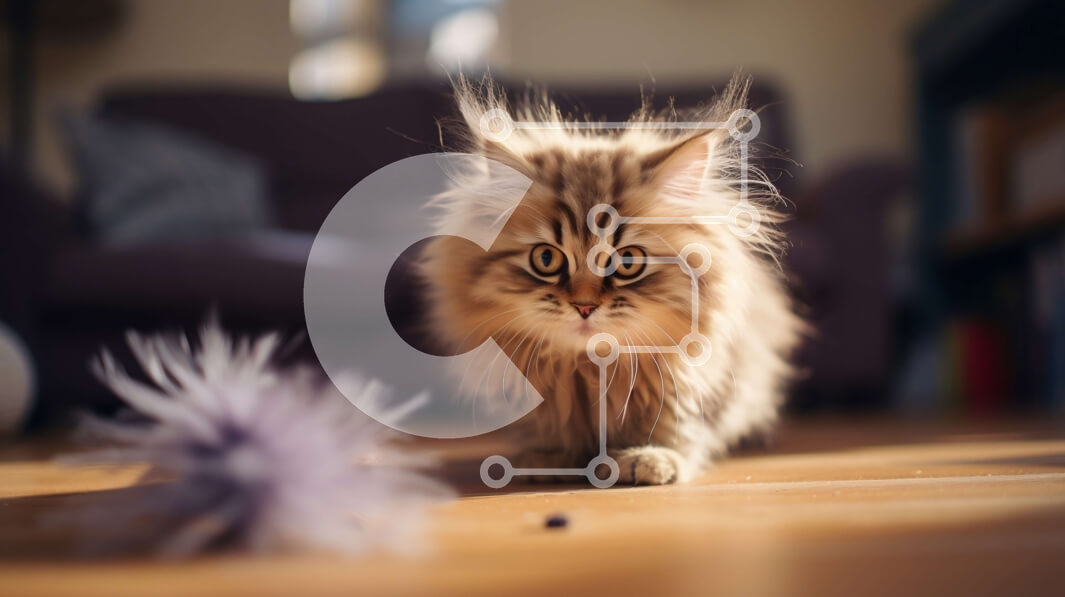 Σετ των 2 Intra Συλλεκτικό Ξύλινο Παζλ Plywood  4mm - Μακρυμάλλη γάτα που περπατά στο ξύλινο πάτωμα Σε Ξύλινο Κουτί - Διαστάσεις: 10x10 cm – 25 κομμάτια