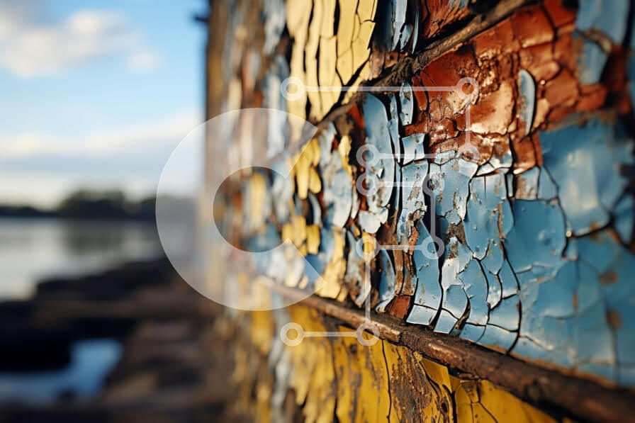 Intra Συλλεκτικό Ξύλινο Παζλ Plywood  4mm - Αφηρημένη εικόνα του Peeling Paint με το ανάγλυφο ξύλο και τα χρώματα Σε Ξύλινο Κουτί - Διαστάσεις Puzzle: 10x10 cm – 25 κομμάτια