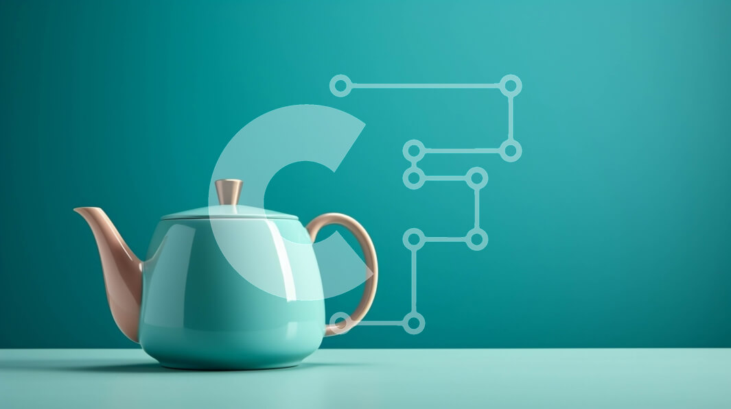 Intra Συλλεκτικό Ξύλινο Παζλ Plywood  4mm - Μπλε τσαγιέρα στο τραπέζι με τιρκουάζ φόντο Σε Ξύλινο Κουτί - Διαστάσεις: 10x10 cm – 25 κομμάτια