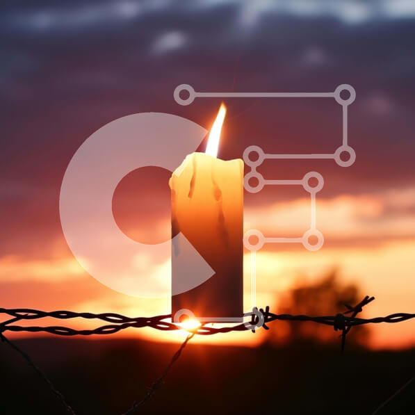 Intra Συλλεκτικό Ξύλινο Παζλ Plywood  4mm - Μονό κερί σε συρματοπλέγματα στο ηλιοβασίλεμα Σε Ξύλινο Κουτί - Διαστάσεις: 10x10 cm – 25 κομμάτια