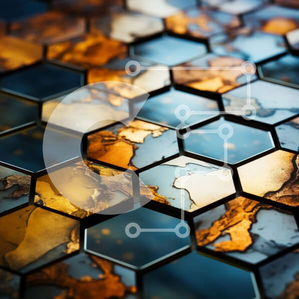 Intra Συλλεκτικό Ξύλινο Παζλ Plywood  4mm - Αφηρημένο εξαγωνικό μοτίβο κηρήθρας σε χρυσό και καφέ Σε Ξύλινο Κουτί - Διαστάσεις Puzzle: 10x10 cm – 25 κομμάτια