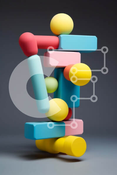 Intra Συλλεκτικό Ξύλινο Παζλ Plywood  4mm - Πολύχρωμα μπλοκ αφηρημένη γλυπτική Σε Ξύλινο Κουτί - Διαστάσεις Puzzle: 10x10 cm – 25 κομμάτια