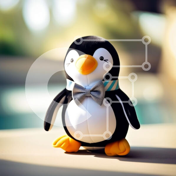 Intra Συλλεκτικό Ξύλινο Παζλ Plywood  4mm - Αξιολάτρευτο γεμιστό παιχνίδι πιγκουίνου με παπιγιόν Σε Ξύλινο Κουτί - Διαστάσεις Puzzle: 10x10 cm – 25 κομμάτια