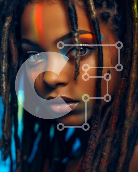 Intra Συλλεκτικό Ξύλινο Παζλ Plywood  4mm - Πολύχρωμο μακιγιάζ σε μια γυναίκα με dreadlocks Σε Ξύλινο Κουτί - Διαστάσεις Puzzle: 10x10 cm – 25 κομμάτια