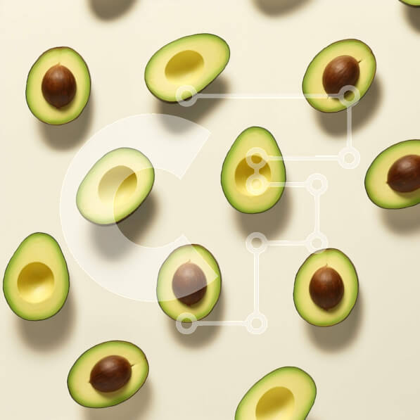 Σετ των 2 Intra Συλλεκτικό Ξύλινο Παζλ Plywood  4mm - Κύκλος αβοκάντο σε φέτες σε άσπρο φόντο Σε Ξύλινο Κουτί - Διαστάσεις: 10x10 cm – 25 κομμάτια