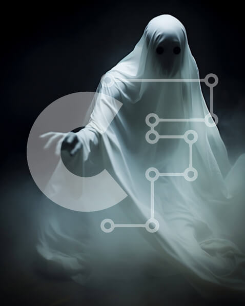 Intra Συλλεκτικό Ξύλινο Παζλ Plywood  4mm - Φάντασμα στα λευκά που κάθεται στο έδαφος με σηκωμένα χέρια Σε Ξύλινο Κουτί - Διαστάσεις Puzzle: 10x10 cm – 25 κομμάτια