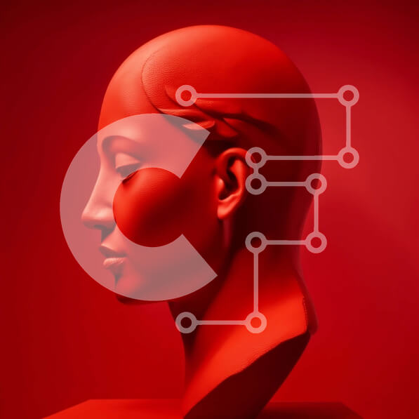 Intra Συλλεκτικό Ξύλινο Παζλ Plywood  4mm - Γαλήνιο κόκκινο μπούστο γυναίκας με μακριά μαλλιά Σε Ξύλινο Κουτί - Διαστάσεις Puzzle: 10x10 cm – 25 κομμάτια