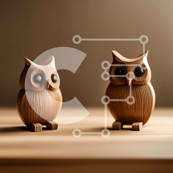 Intra Συλλεκτικό Ξύλινο Παζλ Plywood  4mm - Χαριτωμένα ξύλινα ειδώλια κουκουβάγιας σε ένα τραπέζι Σε Ξύλινο Κουτί - Διαστάσεις Puzzle: 10x10 cm – 25 κομμάτια