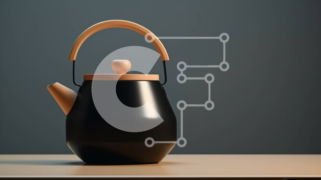 Intra Συλλεκτικό Ξύλινο Παζλ Plywood  4mm - Μαύρη τσαγιέρα σε ξύλινο τραπέζι με φόντο γκρι τοίχου Σε Ξύλινο Κουτί - Διαστάσεις Puzzle: 10x10 cm – 25 κομμάτια