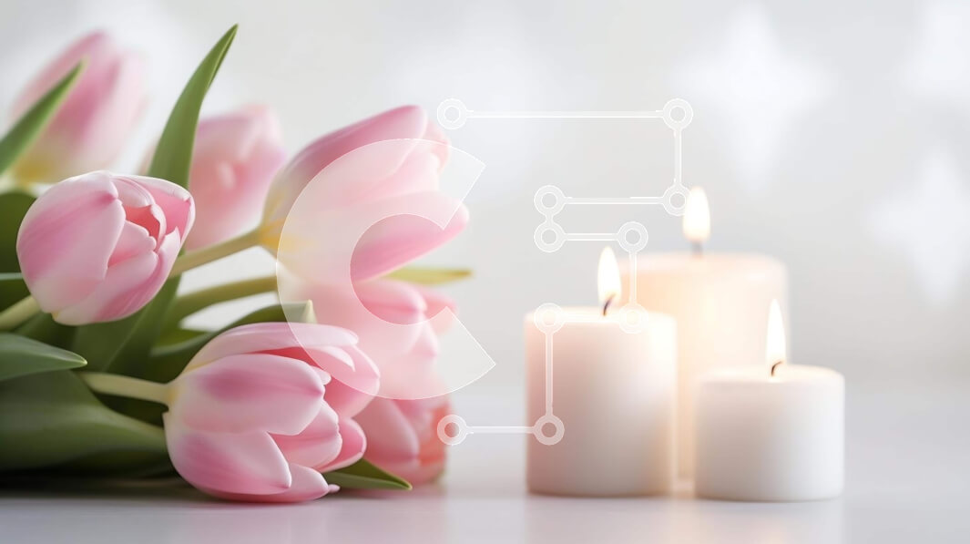 Intra Συλλεκτικό Ξύλινο Παζλ Plywood  4mm - Ροζ τουλίπες και λευκά κεριά στο τραπέζι Σε Ξύλινο Κουτί - Διαστάσεις Puzzle: 10x10 cm – 25 κομμάτια