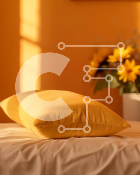 Intra Συλλεκτικό Ξύλινο Παζλ Plywood  4mm - Άνετο υπνοδωμάτιο με κίτρινο μαξιλάρι και ηλιοτρόπια Σε Ξύλινο Κουτί - Διαστάσεις Puzzle: 10x10 cm – 25 κομμάτια