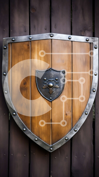 Intra Συλλεκτικό Ξύλινο Παζλ Plywood  4mm - Ξύλινη ασπίδα με μεταλλικά πριτσίνια σε παλιό ξύλινο τοίχο Σε Ξύλινο Κουτί - Διαστάσεις: 10x10 cm – 25 κομμάτια