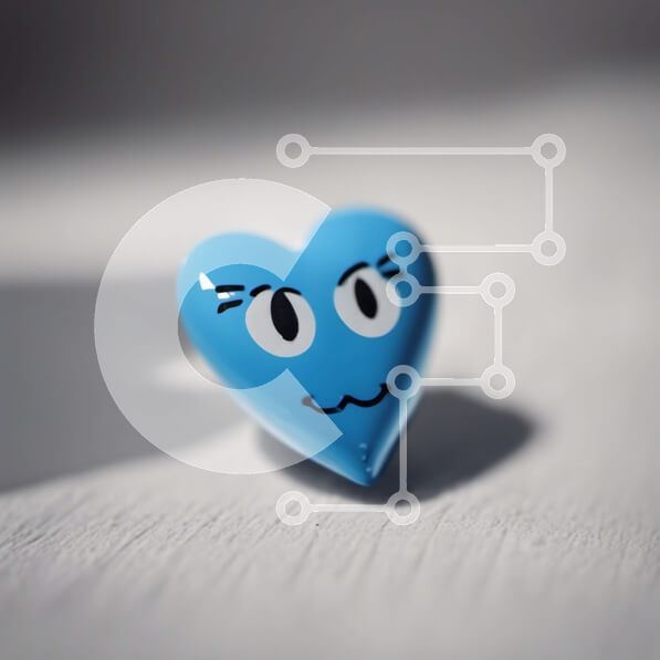 Intra Συλλεκτικό Ξύλινο Παζλ Plywood  4mm - Emoji μπλε καρδιά με χαμογελαστό πρόσωπο Σε Ξύλινο Κουτί - Διαστάσεις Puzzle: 10x10 cm – 25 κομμάτια