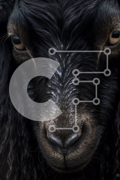 Σετ των 2 Intra Συλλεκτικό Ξύλινο Παζλ Plywood  4mm - Μαύρο πρόβατο με μακριά σγουρά μαλλιά κοιτάζοντας την κάμερα Σε Ξύλινο Κουτί - Διαστάσεις: 10x10 cm – 25 κομμάτια