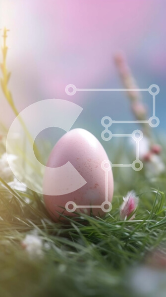 Intra Συλλεκτικό Ξύλινο Παζλ Plywood  4mm - Όμορφη εικόνα ενός ροζ αυγού του Πάσχα από κοντά σε πράσινο γρασίδι Σε Ξύλινο Κουτί - Διαστάσεις: 10x10 cm – 25 κομμάτια