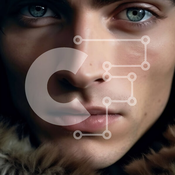 Intra Συλλεκτικό Ξύλινο Παζλ Plywood  4mm - Κομψός άντρας με γούνινο παλτό με εντυπωσιακά μπλε μάτια Σε Ξύλινο Κουτί - Διαστάσεις Puzzle: 10x10 cm – 25 κομμάτια