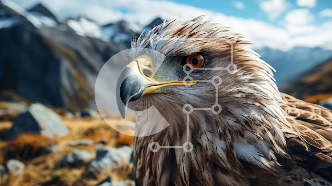 Intra Συλλεκτικό Ξύλινο Παζλ Plywood  4mm - Αετός σκαρφαλωμένος σε βραχώδεις εξάρσεις με γαλάζιο ουρανό και βουνά Σε Ξύλινο Κουτί - Διαστάσεις: 10x10 cm – 25 κομμάτια