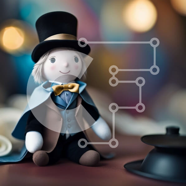 Intra Συλλεκτικό Ξύλινο Παζλ Plywood  4mm - Γοητευτική εικόνα μικρής κούκλας με καπέλο και παπιγιόν Σε Ξύλινο Κουτί - Διαστάσεις: 10x10 cm – 25 κομμάτια