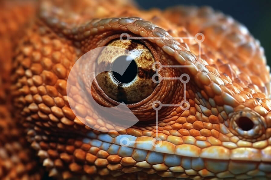 Σετ των 2 Intra Συλλεκτικό Ξύλινο Παζλ Plywood  4mm - Εκπληκτική κοντινή πλάνο του προσώπου μιας σαύρας με ζωντανές κλίμακες Σε Ξύλινο Κουτί - Διαστάσεις: 10x10 cm – 25 κομμάτια