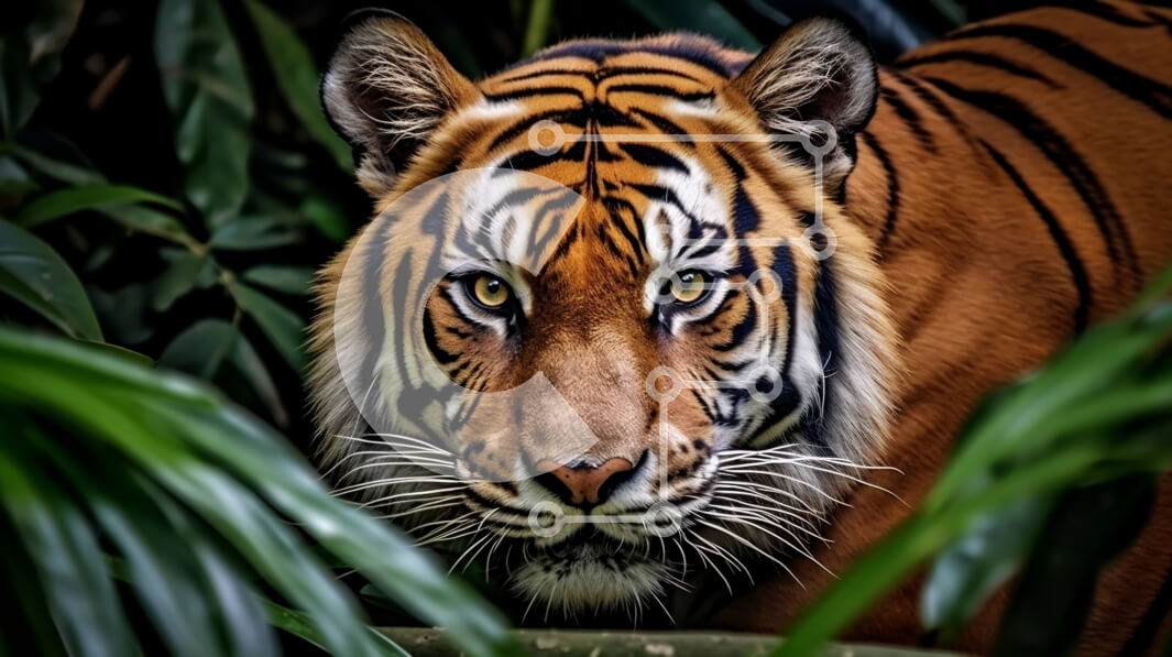 Intra Συλλεκτικό Ξύλινο Παζλ Plywood  4mm - Ισχυρή εικόνα μιας τίγρης στη ζούγκλα Σε Ξύλινο Κουτί - Διαστάσεις: 10x10 cm – 25 κομμάτια