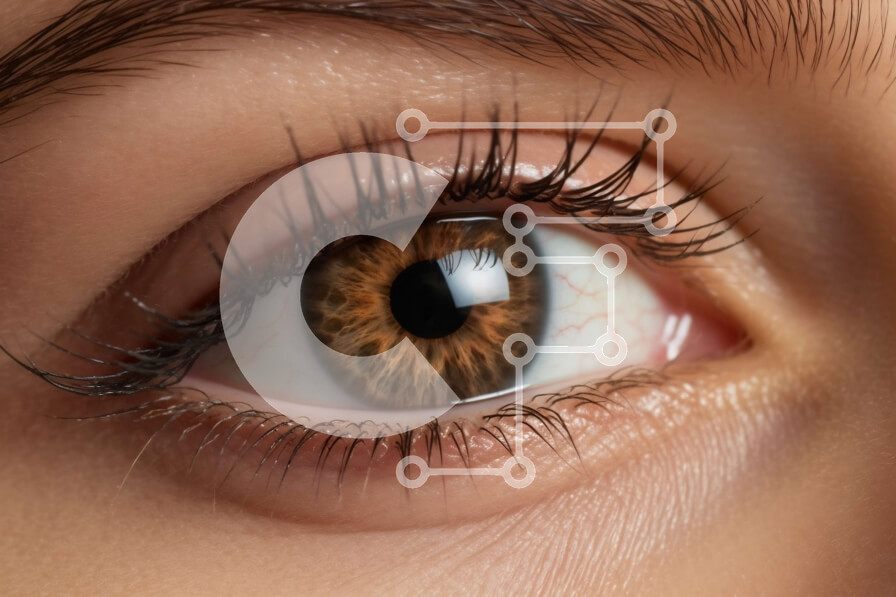 Intra Συλλεκτικό Ξύλινο Παζλ Plywood  4mm - Εκπληκτικό κοντινό πλάνο γυναικείου καστανού ματιού με μακριές βλεφαρίδες Σε Ξύλινο Κουτί - Διαστάσεις Puzzle: 10x10 cm – 25 κομμάτια