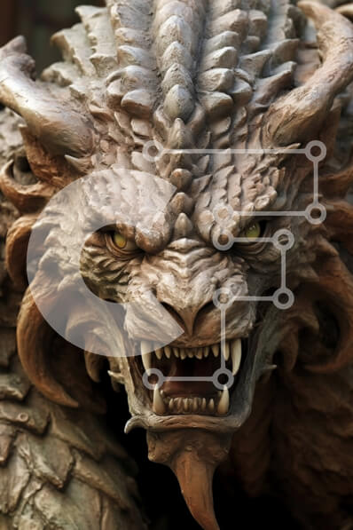 Intra Συλλεκτικό Ξύλινο Παζλ Plywood  4mm - Κοντινή εικόνα ενός άγριου δράκου με λαμπερά κόκκινα μάτια Σε Ξύλινο Κουτί - Διαστάσεις Puzzle: 10x10 cm – 25 κομμάτια