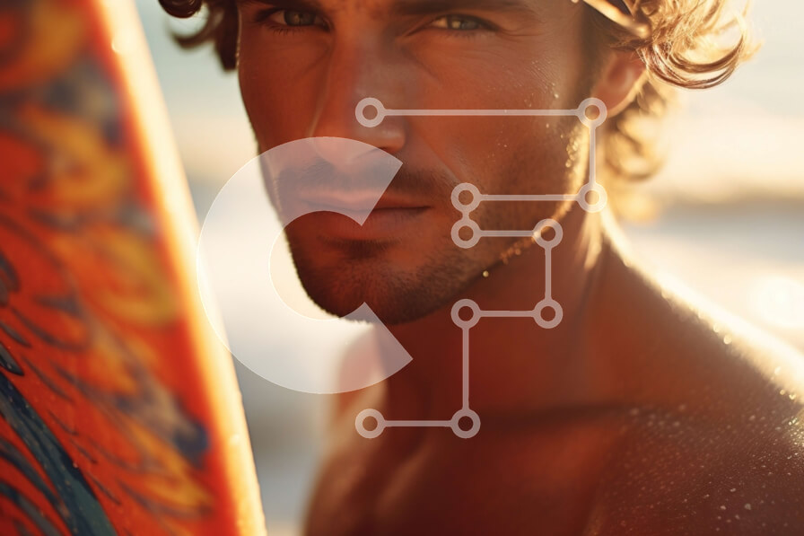 Intra Συλλεκτικό Ξύλινο Παζλ Plywood  4mm - Χαλαρός σέρφερ που απολαμβάνει το ηλιοβασίλεμα στην παραλία Σε Ξύλινο Κουτί - Διαστάσεις Puzzle: 10x10 cm – 25 κομμάτια