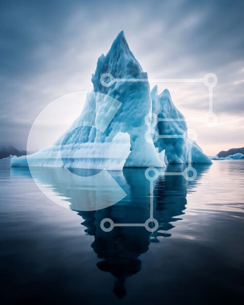 Σετ των 2 Intra Συλλεκτικό Ξύλινο Παζλ Plywood  4mm - Όμορφη εικόνα του μεγάλου παγόβουνου που επιπλέει στον ωκεανό στο ηλιοβασίλεμα Σε Ξύλινο Κουτί - Διαστάσεις: 10x10 cm – 25 κομμάτια