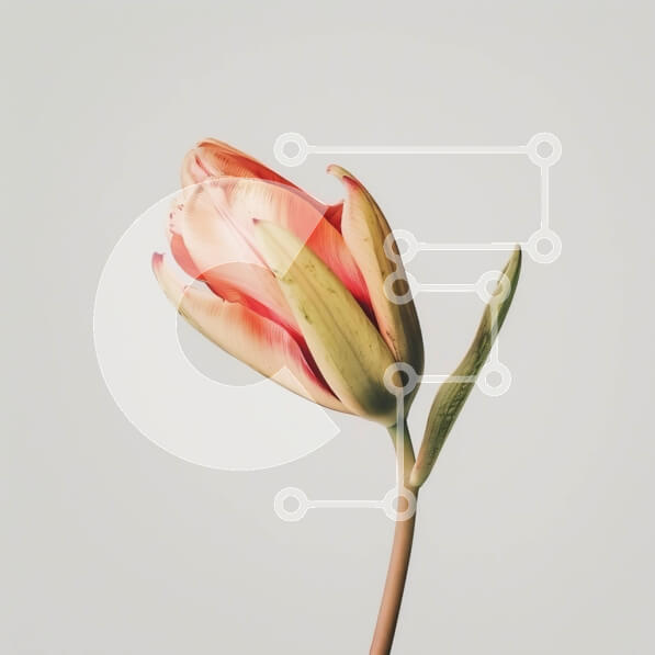 Intra Συλλεκτικό Ξύλινο Παζλ Plywood  4mm - Μονό ροζ λουλούδι τουλίπας που ανθίζει Σε Ξύλινο Κουτί - Διαστάσεις: 10x10 cm – 25 κομμάτια