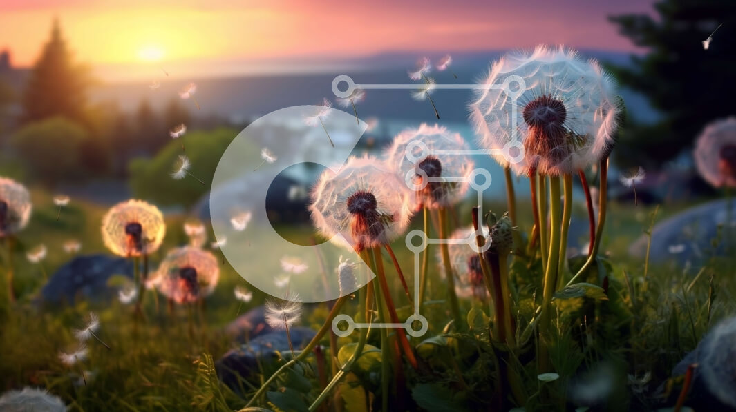 Intra Συλλεκτικό Ξύλινο Παζλ Plywood  4mm - Όμορφη εικόνα ενός χωραφιού με πικραλίδες στο ηλιοβασίλεμα Σε Ξύλινο Κουτί - Διαστάσεις: 10x10 cm – 25 κομμάτια