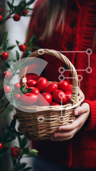 Intra Συλλεκτικό Ξύλινο Παζλ Plywood  4mm - Πασχαλινή γιορτή με κόκκινα αυγά και μούρα Σε Ξύλινο Κουτί - Διαστάσεις: 10x10 cm – 25 κομμάτια