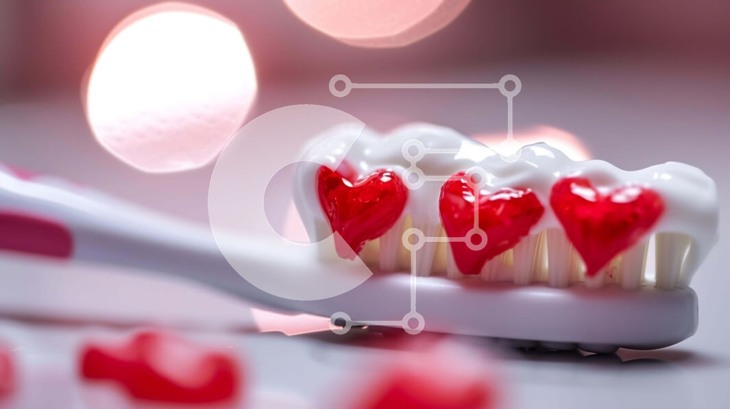 Intra Συλλεκτικό Ξύλινο Παζλ Plywood  4mm - Οδοντόβουρτσα με καρδιές σε σχήμα καρδιάς για τη διακόσμηση των δοντιών Σε Ξύλινο Κουτί - Διαστάσεις Puzzle: 10x10 cm – 25 κομμάτια