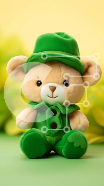 Intra Συλλεκτικό Ξύλινο Παζλ Plywood  4mm - Το αρκουδάκι του Αγίου Πατρικίου σε πράσινα φύλλα Σε Ξύλινο Κουτί - Διαστάσεις Puzzle: 10x10 cm – 25 κομμάτια